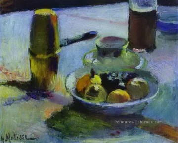 moderne Tableau Peinture - Fruit and Coffee Pot 1899 fauvisme abstrait Henri Matisse nature morte décor moderne